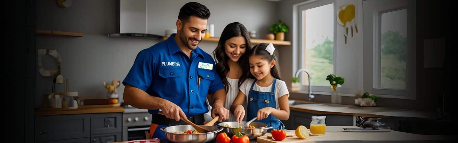 A Plumber, Along with his Wife and Daughter
