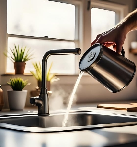 Pour a Kettle of Boiling Water Inside the Sink