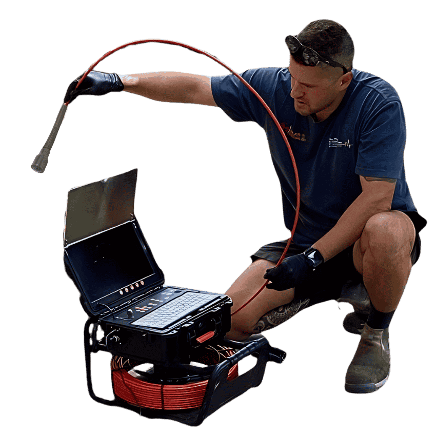 TPED Plumber Using Drain Camera