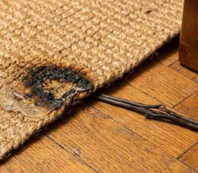 Rug almost caught fire due to broken cord