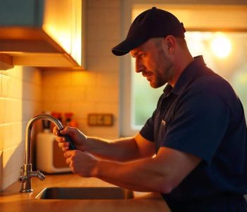 Plumber Fixing Kitchen Tap Plumber Fixing Kitchen Tap